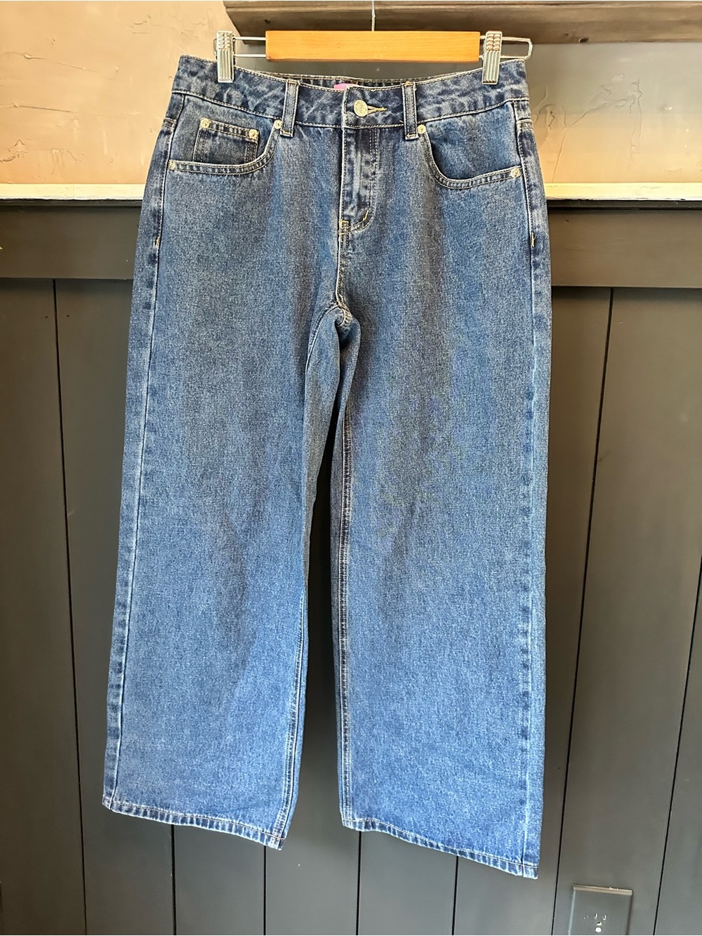 Edikted Women's Washed Denim Wide Leg Blue Jeans size S